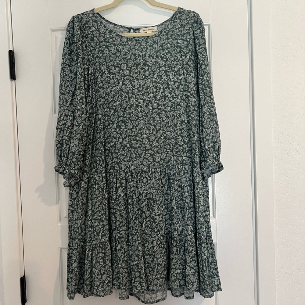 Printed Long Sleeve Mini Dress